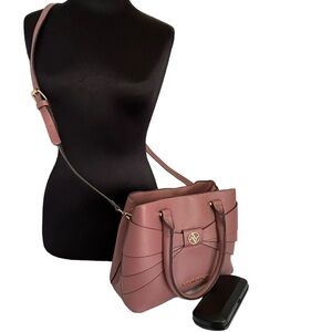 Adrienne Vittadini Crossbody Handbag Purse Pink Faux Leather Excellent